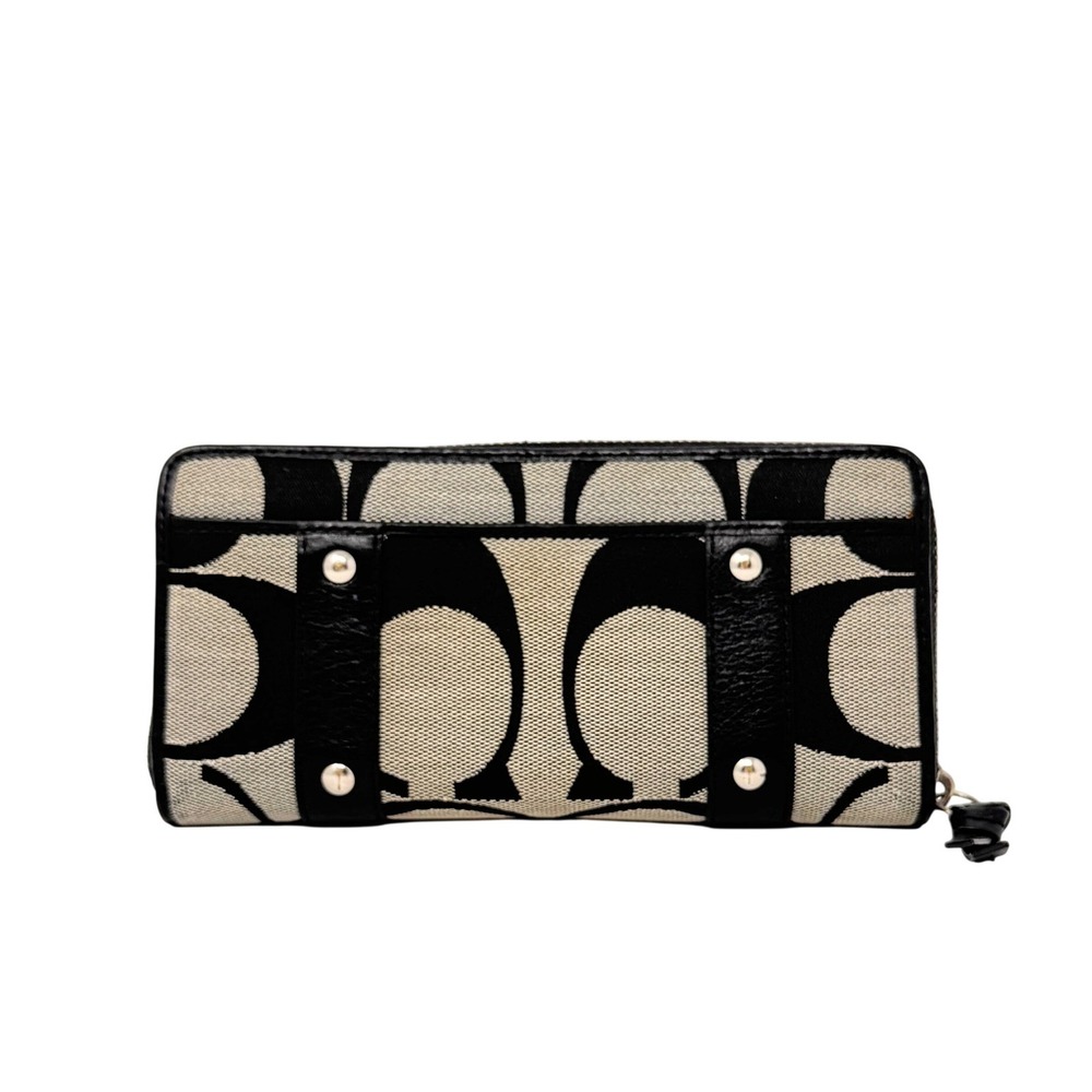 Coach Zoe Double Buckle Wallet Signature C Black Grey Blue Leather Y2K - Picture 3 of 9
